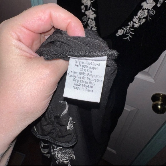 Johnny Was Black Velvet Floral Wrap Dress Small - Picture 10 of 12